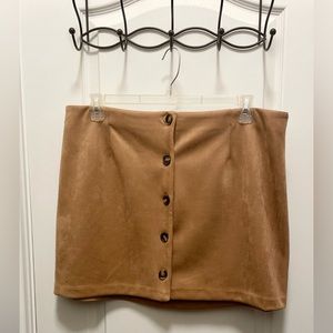 PLUS SIZE Tan Suede Mini Skirt